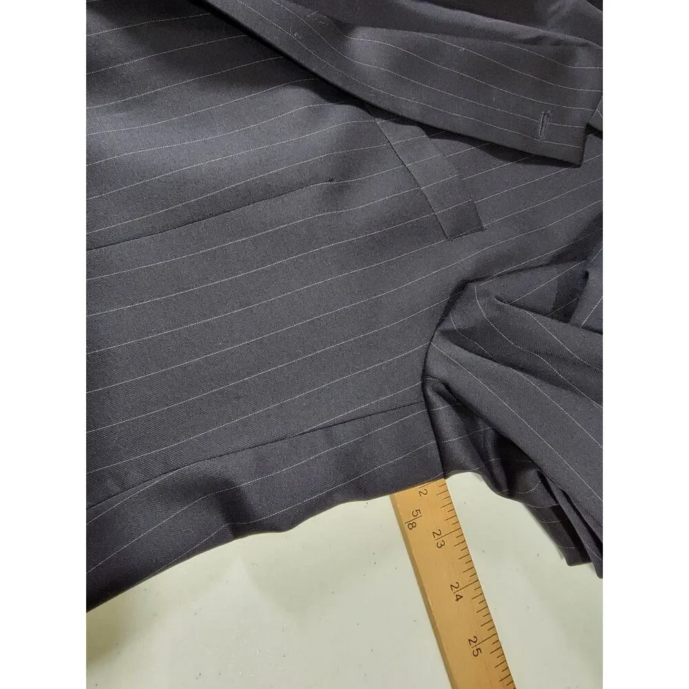 Lauren Ralph Lauren Men's Navy Wool Pinstripe Two Button Blazer Suit Jacket- 41R